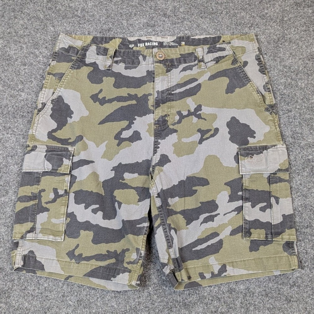 Fox Racing Mens Camo Cargo Shorts Size 38 Green Grey Ripstop Motocross MX Skater - Picture 4 of 16